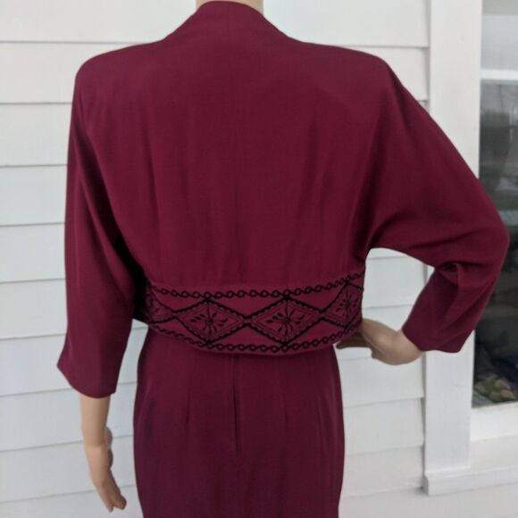 Dark Red Dress Sleeveless with Bolero Jacket XS Rina Rossi 80s 90s - Picture 2 of 8